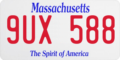MA license plate 9UX588