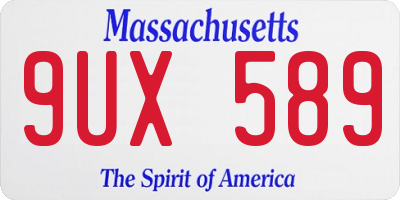 MA license plate 9UX589