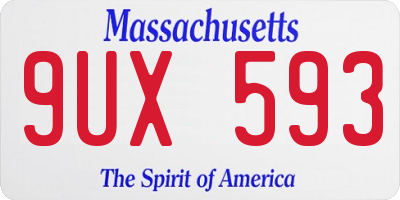MA license plate 9UX593