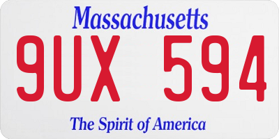 MA license plate 9UX594