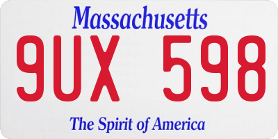 MA license plate 9UX598