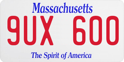 MA license plate 9UX600