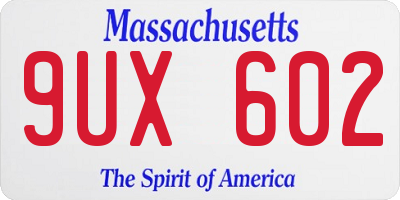 MA license plate 9UX602