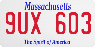 MA license plate 9UX603