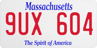 MA license plate 9UX604