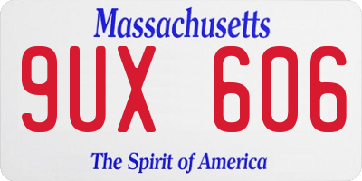 MA license plate 9UX606