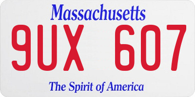 MA license plate 9UX607