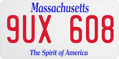 MA license plate 9UX608