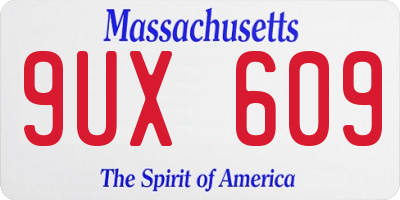 MA license plate 9UX609