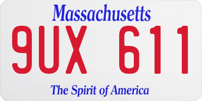 MA license plate 9UX611