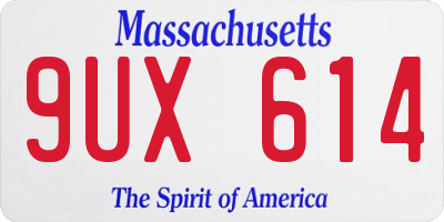 MA license plate 9UX614