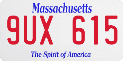 MA license plate 9UX615