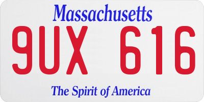 MA license plate 9UX616