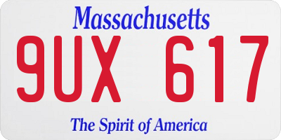 MA license plate 9UX617