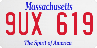 MA license plate 9UX619