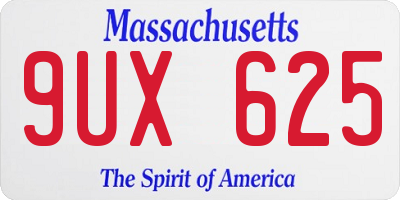 MA license plate 9UX625