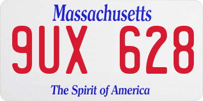 MA license plate 9UX628