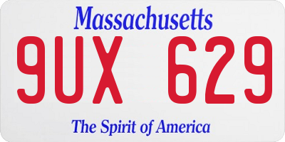 MA license plate 9UX629