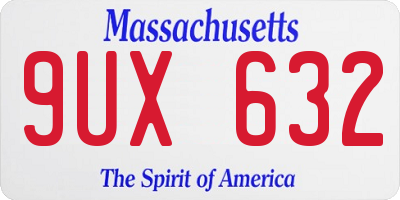 MA license plate 9UX632