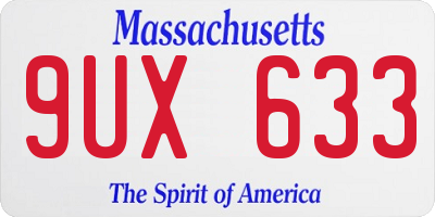 MA license plate 9UX633