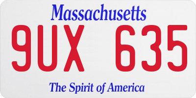 MA license plate 9UX635