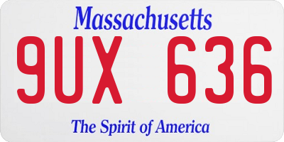 MA license plate 9UX636