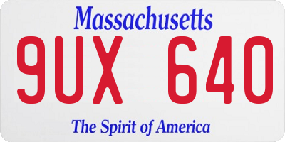 MA license plate 9UX640