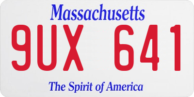 MA license plate 9UX641