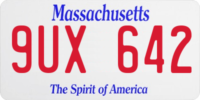 MA license plate 9UX642