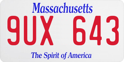 MA license plate 9UX643