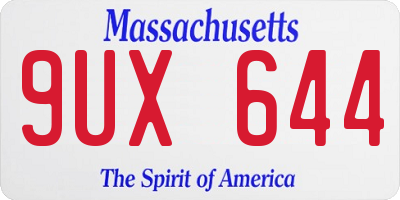 MA license plate 9UX644