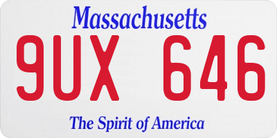 MA license plate 9UX646