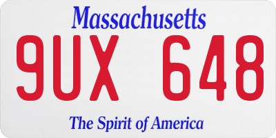 MA license plate 9UX648