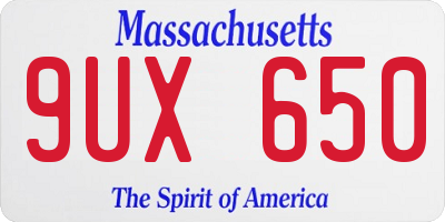 MA license plate 9UX650