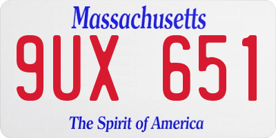 MA license plate 9UX651