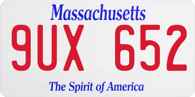 MA license plate 9UX652