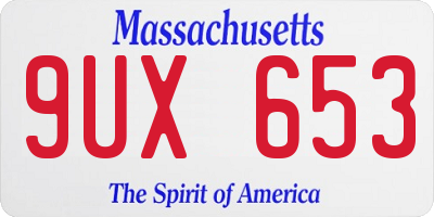 MA license plate 9UX653