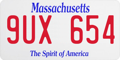 MA license plate 9UX654
