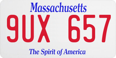 MA license plate 9UX657