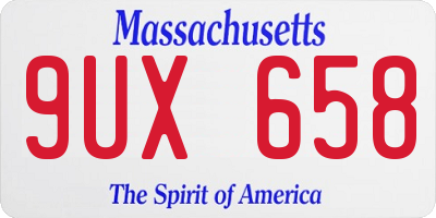 MA license plate 9UX658