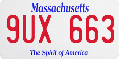MA license plate 9UX663