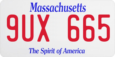MA license plate 9UX665