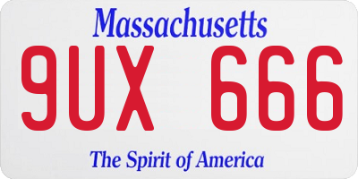MA license plate 9UX666