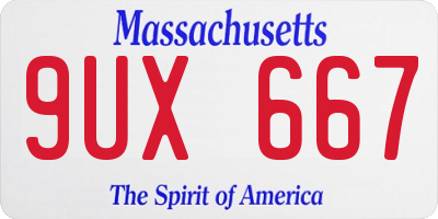 MA license plate 9UX667