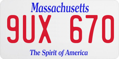 MA license plate 9UX670