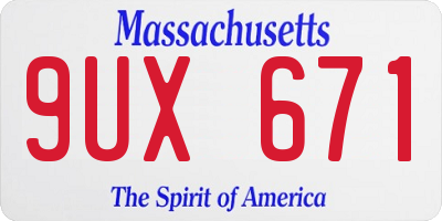 MA license plate 9UX671