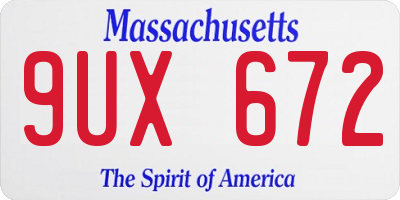 MA license plate 9UX672