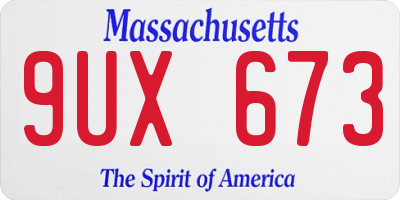 MA license plate 9UX673