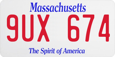 MA license plate 9UX674