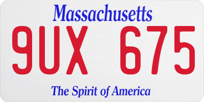 MA license plate 9UX675
